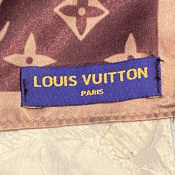 Louis Vuitton Brown Silk Scarf - Picture 1 of 4